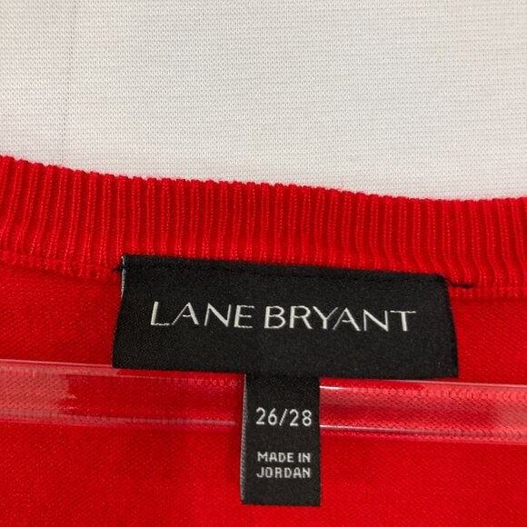 Lane Bryant size 26/28 Red Soft Comfy Lightweight Knit Button Cardigan Holiday - Picture 2 of 8